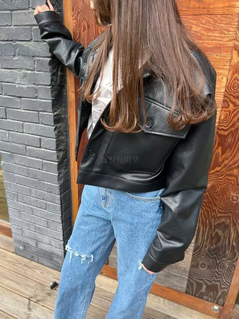 Dayday - Korean Women Fashion - #momslook - Leather Jacket - 2