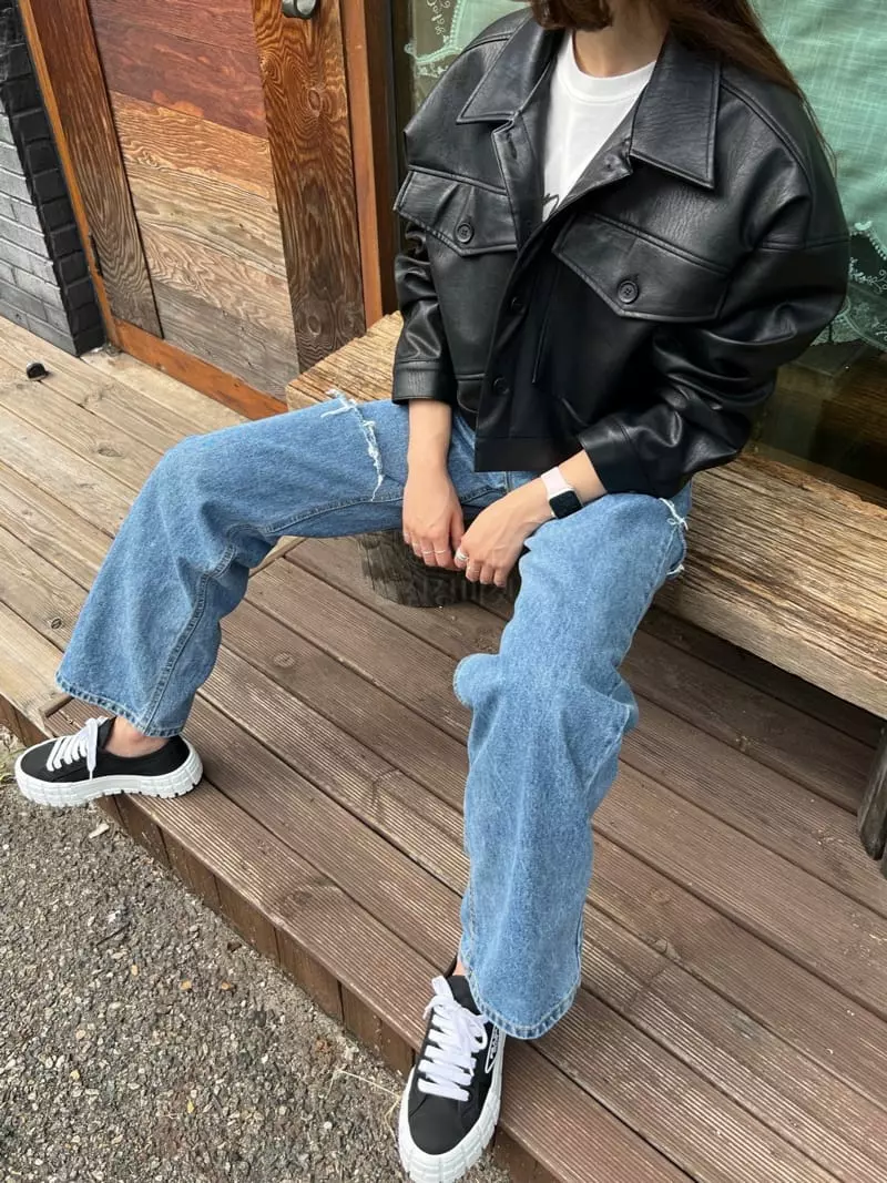 Dayday - Korean Women Fashion - #restrostyle - Leather Jacket - 8