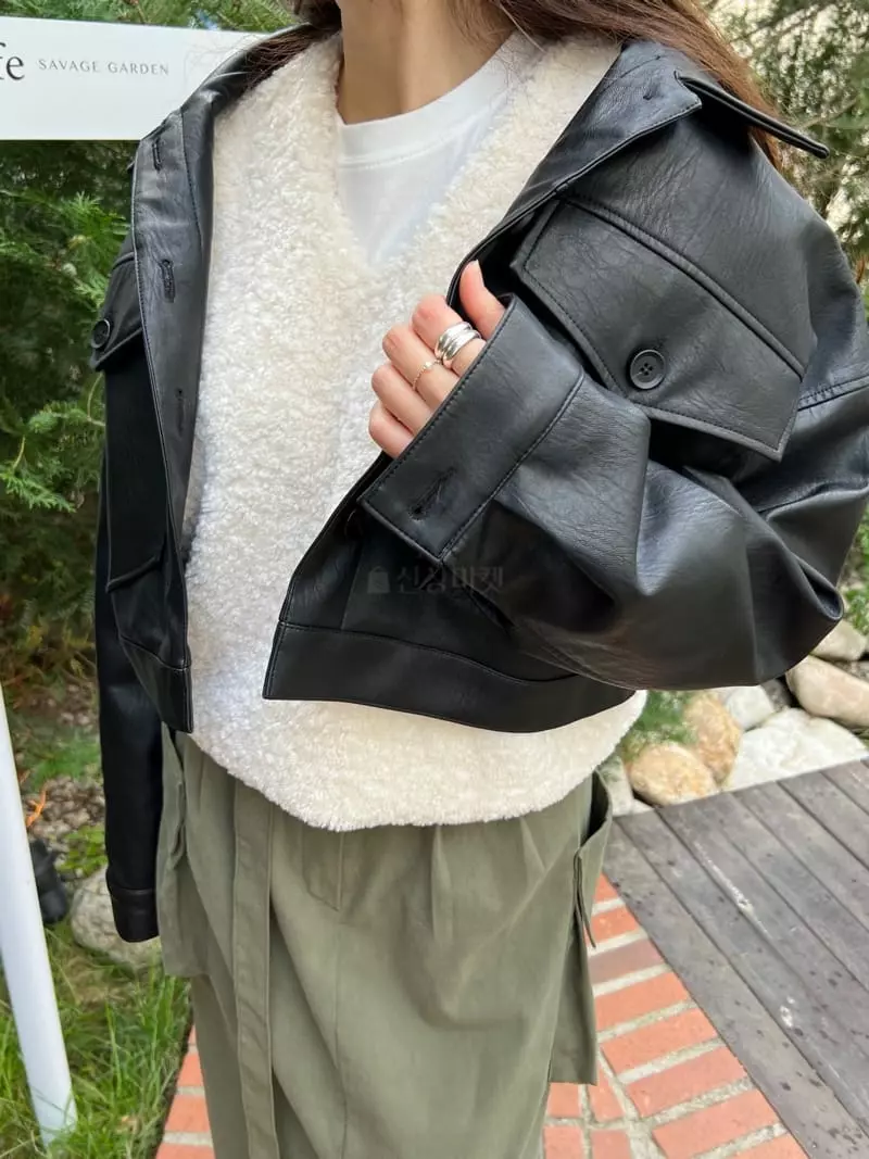 Dayday - Korean Women Fashion - #vintagekidsstyle - Leather Jacket - 6