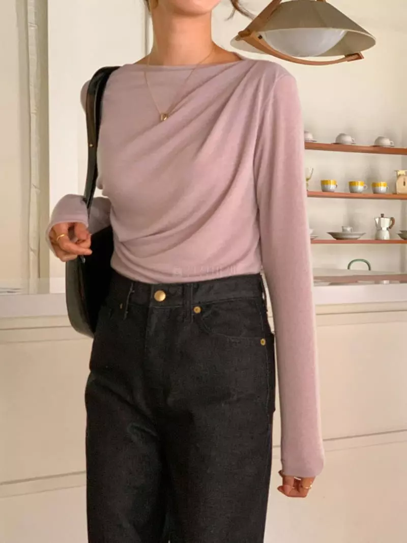 Denali - Korean Women Fashion - #momslook - Off Shirring Tee