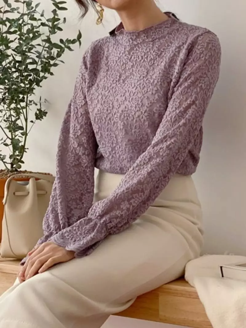 Denali - Korean Women Fashion - #momslook - Rose Lace Tee - 10