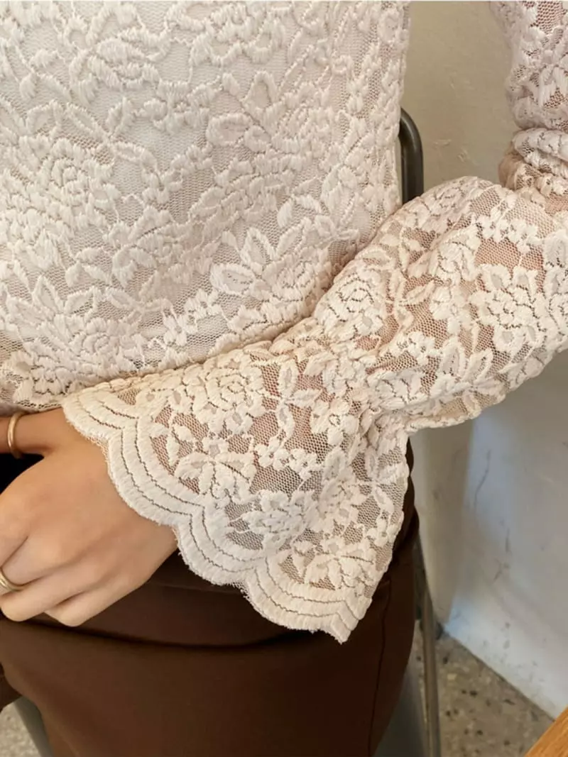 Denali - Korean Women Fashion - #momslook - Rose Lace Tee - 6