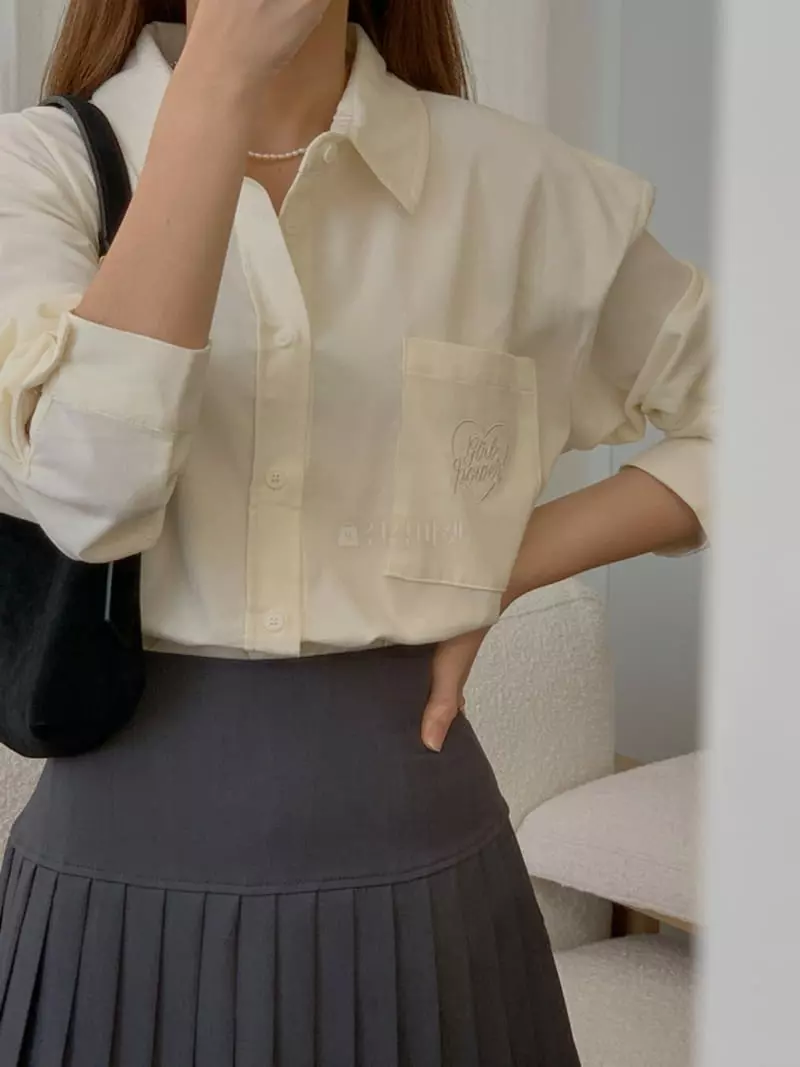 Denali - Korean Women Fashion - #womensfashion - Rib Heart Shirt - 4
