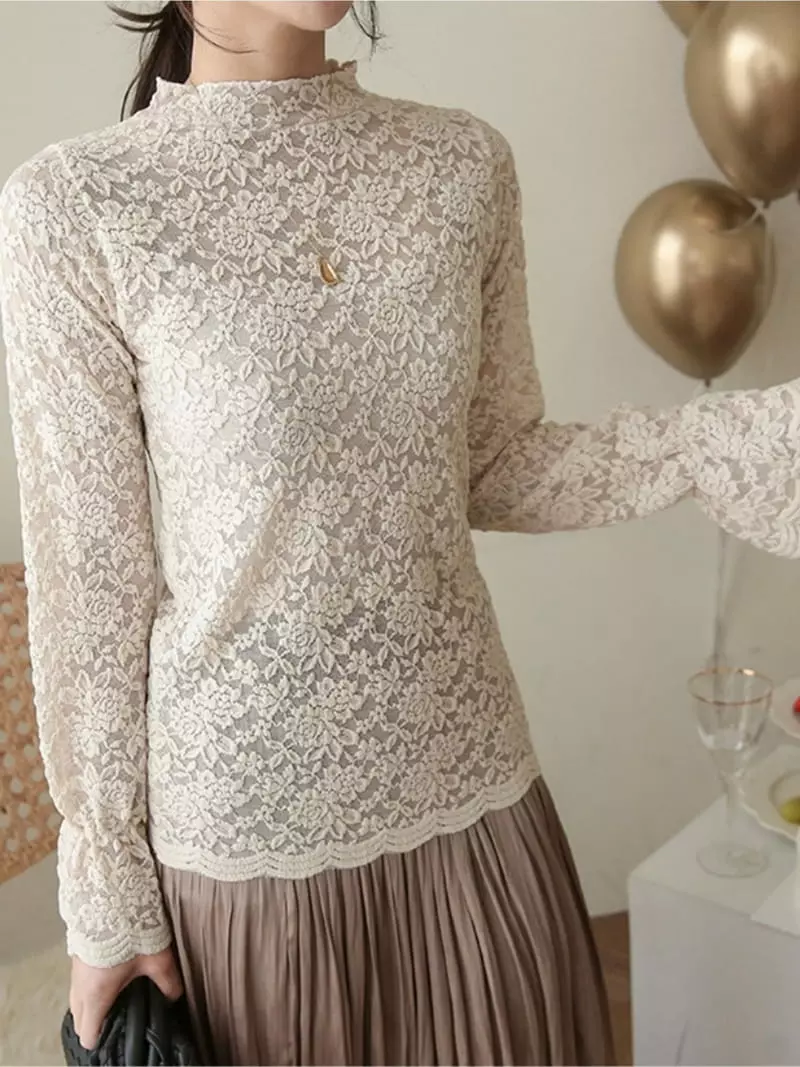 Denali - Korean Women Fashion - #shopsmall - Rose Lace Tee - 3