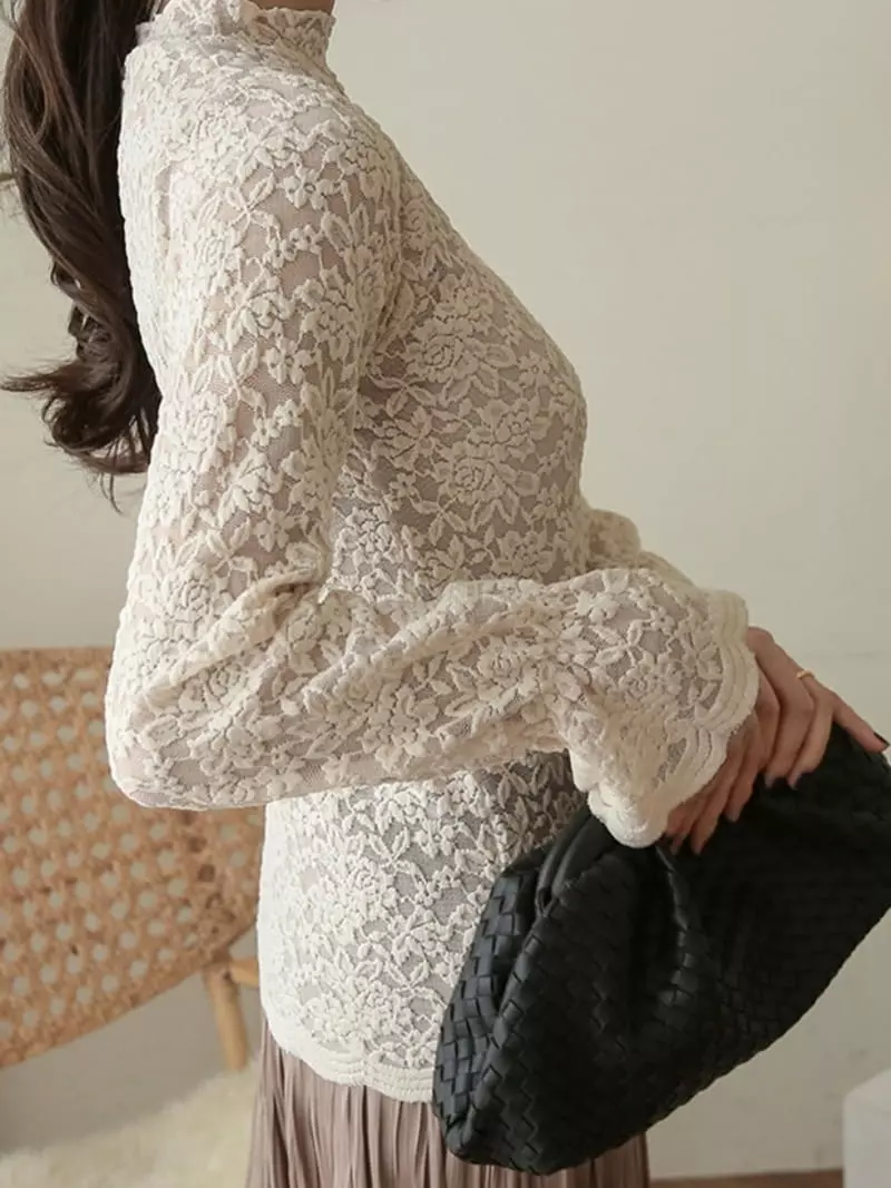 Denali - Korean Women Fashion - #shopsmall - Rose Lace Tee - 4