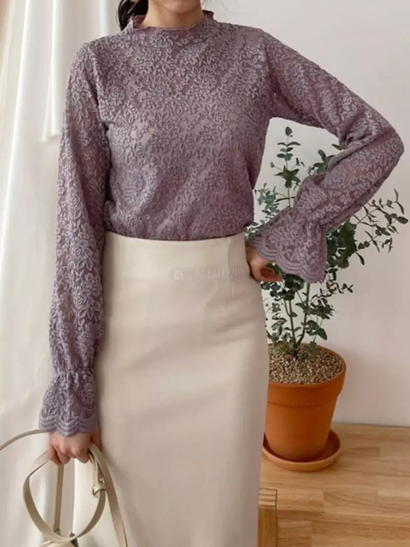 Denali - Korean Women Fashion - #womensfashion - Rose Lace Tee - 11