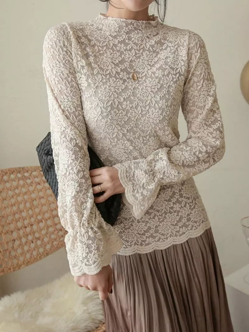 Denali - Korean Women Fashion - #womensfashion - Rose Lace Tee - 7