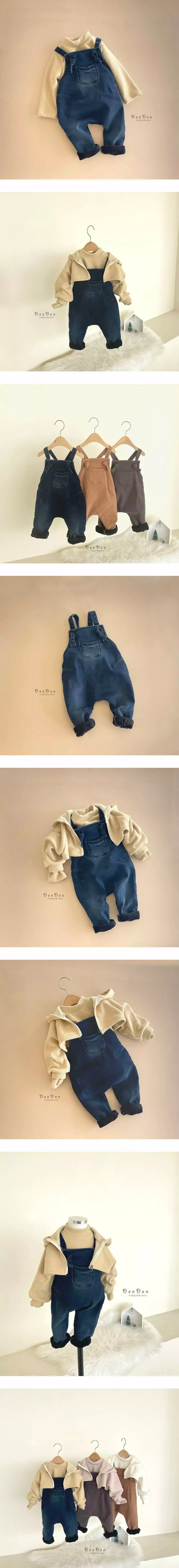 Denden - Korean Children Fashion - #Kfashion4kids - Mink Bonbon Denim Dungarees