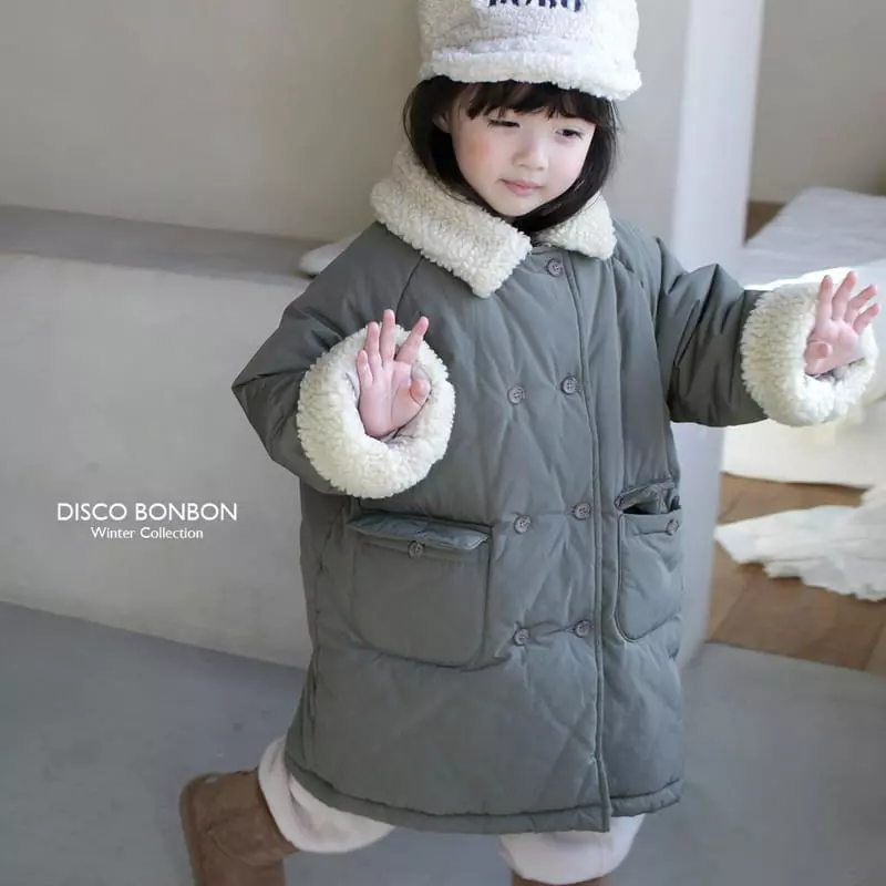 Disco Bonbon - Korean Children Fashion - #childofig - Khaki Bonbon Padding Jacket - 3