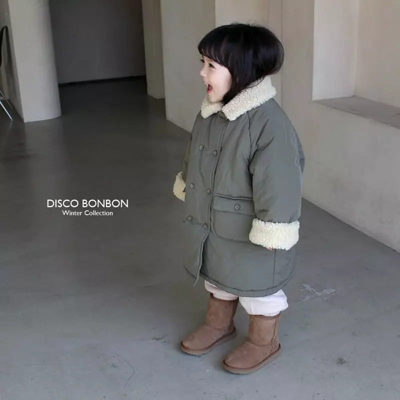 Disco Bonbon - Korean Children Fashion - #discoveringself - Khaki Bonbon Padding Jacket - 6