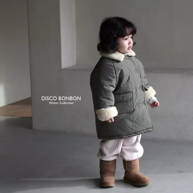 Disco Bonbon - Korean Children Fashion - #kidsstore - Khaki Bonbon Padding Jacket - 9