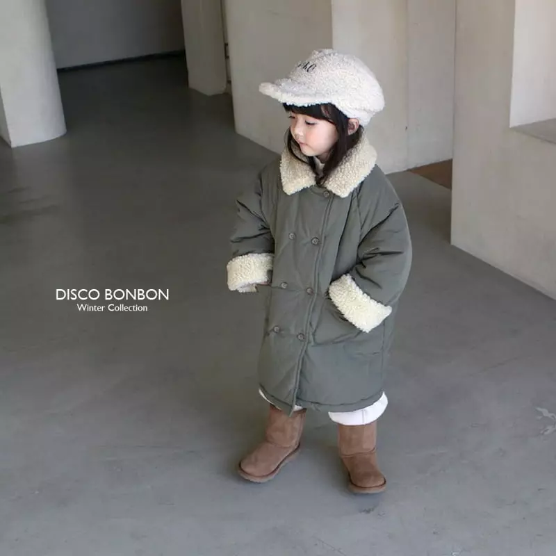 Disco Bonbon - Korean Children Fashion - #toddlerclothing - Khaki Bonbon Padding Jacket
