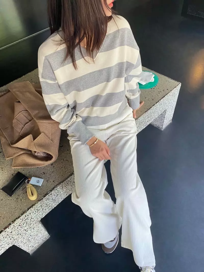 Duplo - Korean Women Fashion - #womensfashion - Stripes Sweatshirt - 4
