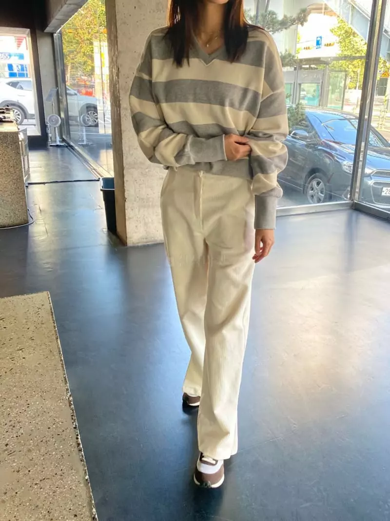 Duplo - Korean Women Fashion - #womensfashion - Stripes Sweatshirt