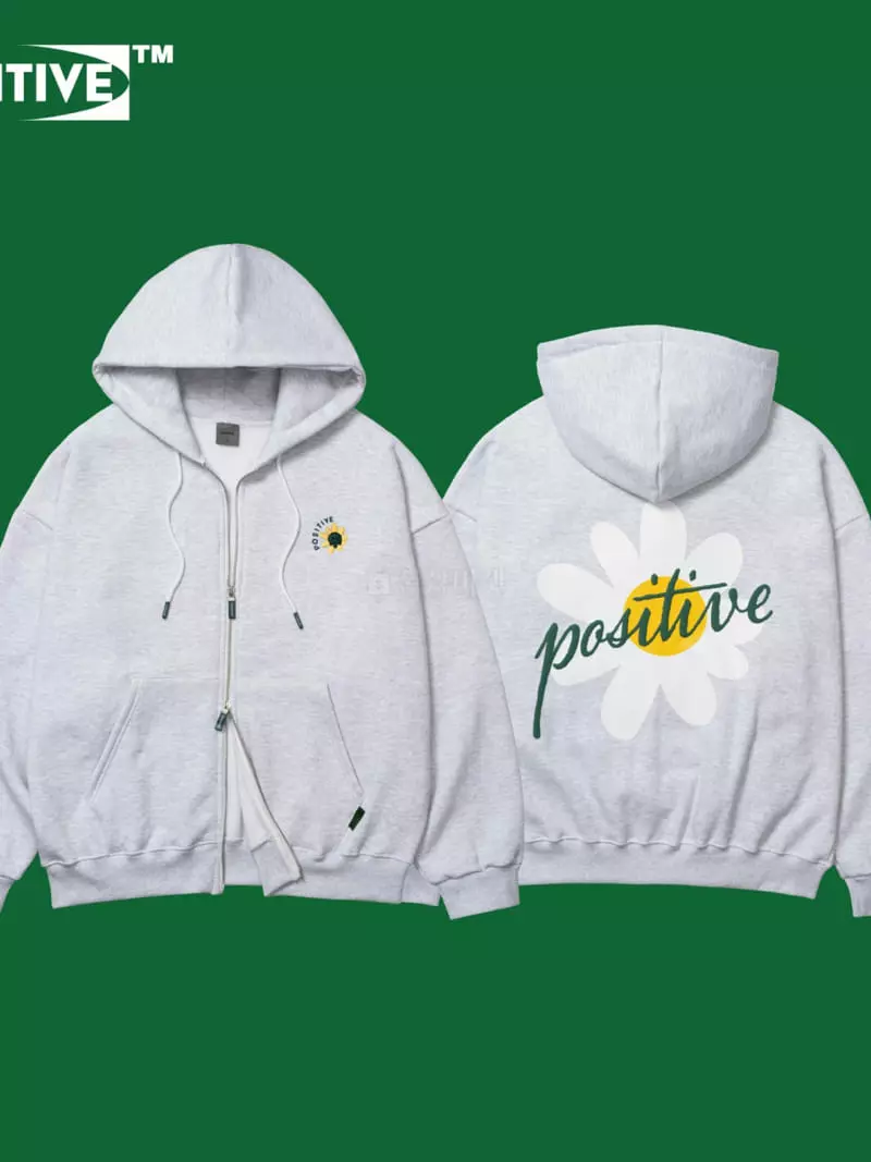 Edison Store - Korean Women Fashion - #momslook - Positive Hoody Zip-up