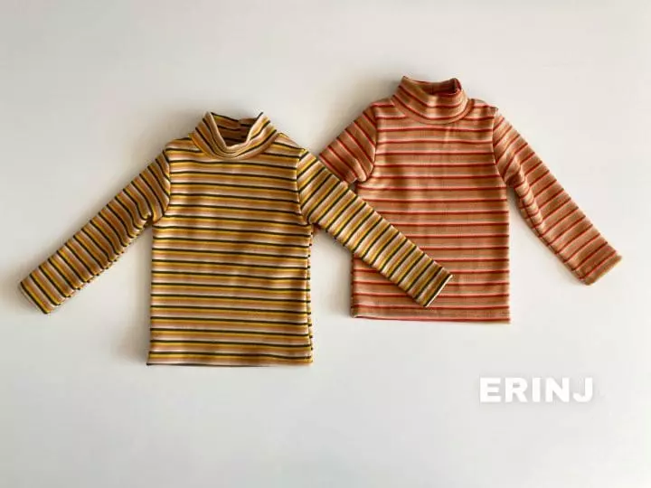 Erin J - Korean Children Fashion - #kidsstore - Stripes Turtleneck Tee