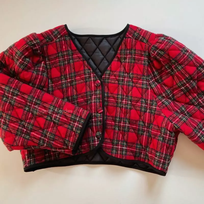 Eugenie Candies - Korean Children Fashion - #designkidswear - Ppea Short Jacket (Merry Check) - 4