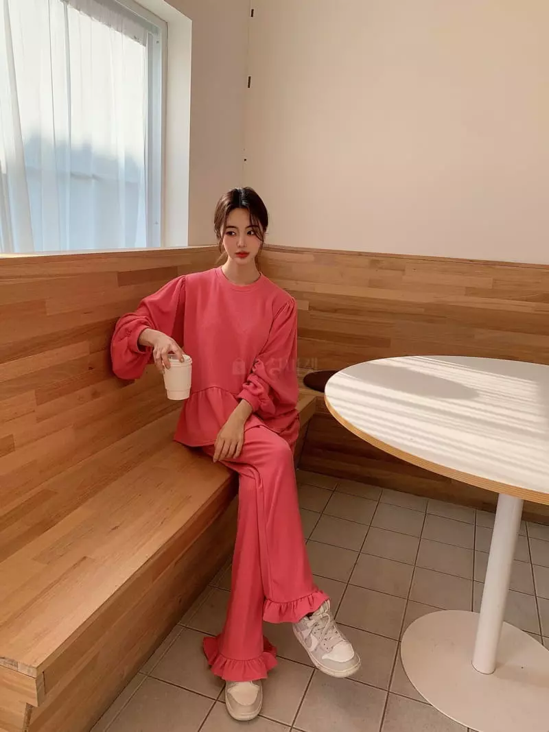 Fabric Seoul - Korean Women Fashion - #momslook - Frill Fleece Top Bottom Set - 9
