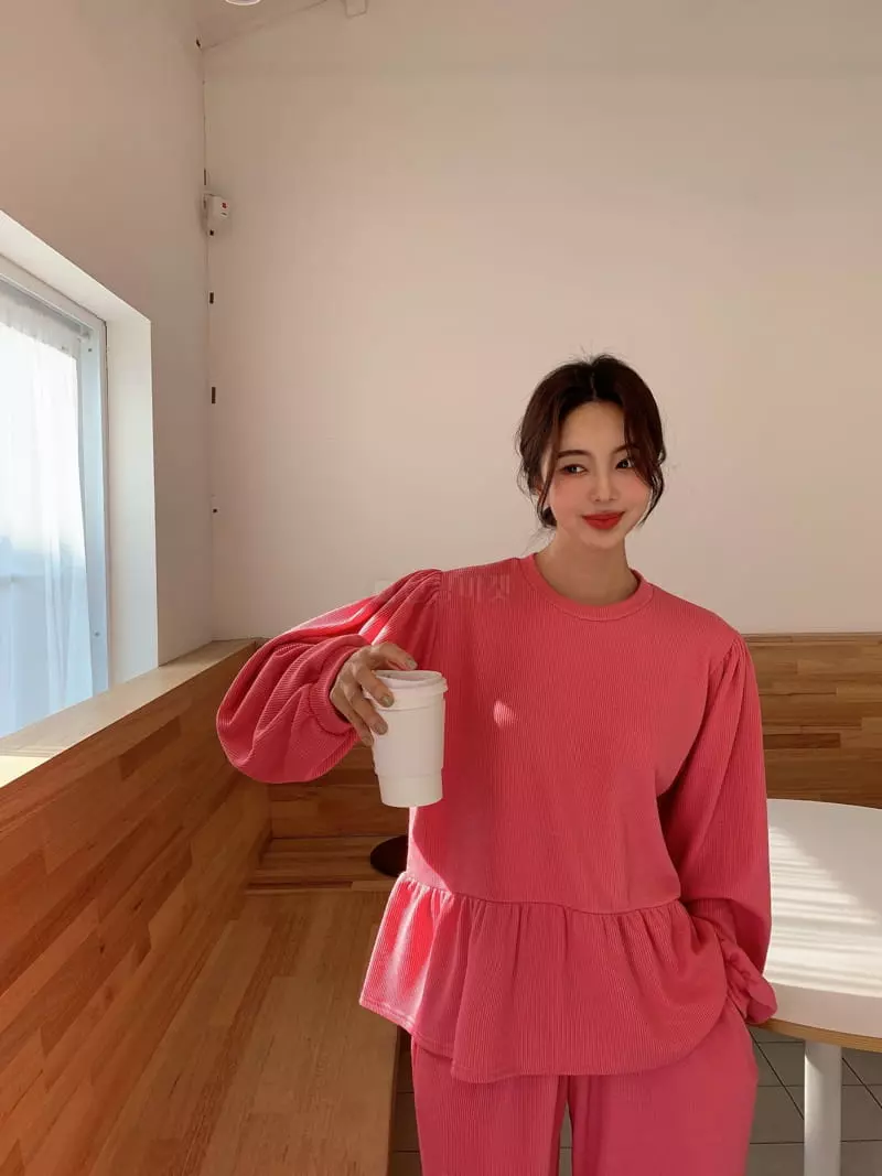 Fabric Seoul - Korean Women Fashion - #pursuepretty - Frill Fleece Top Bottom Set - 3