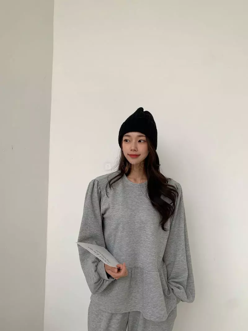 Fabric Seoul - Korean Women Fashion - #thelittlethings - Frill Fleece Top Bottom Set - 8