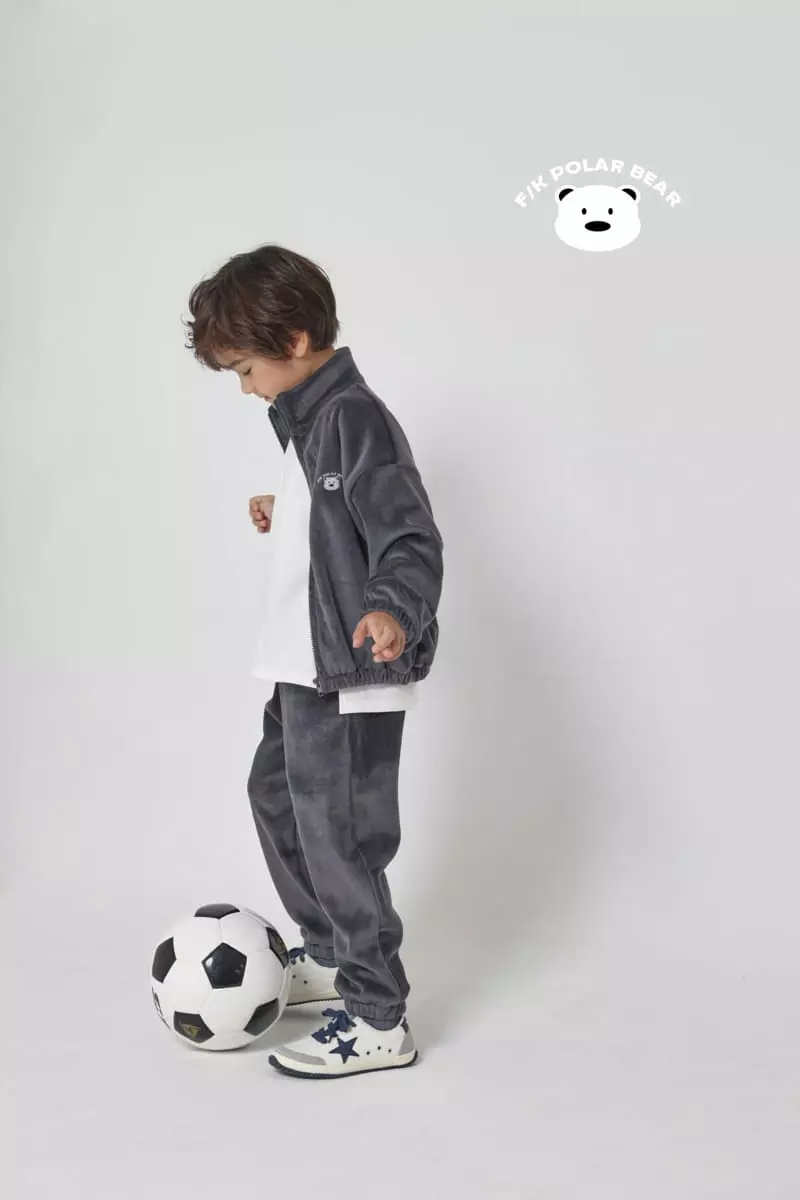 Fashion King - Korean Children Fashion - #childrensboutique - Turtleneck Bear Zip-up Veloure Top Bottom Set - 5