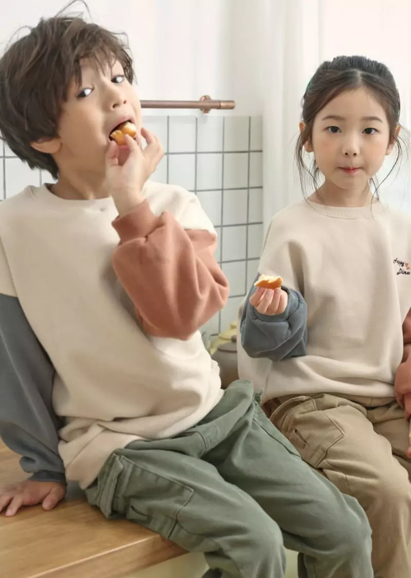 Fashion King - Korean Children Fashion - #kidsshorts - Happy Dino Sweatshirt - 3