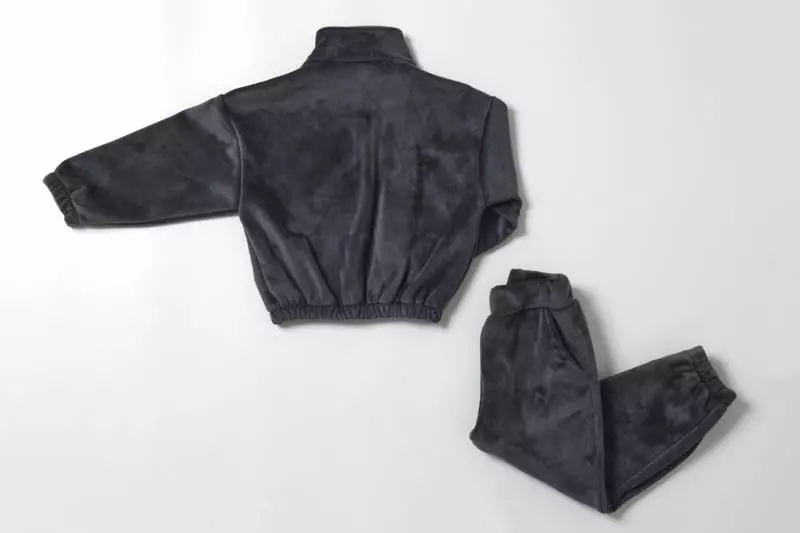 Fashion King - Korean Children Fashion - #kidsstore - Turtleneck Bear Zip-up Veloure Top Bottom Set - 10