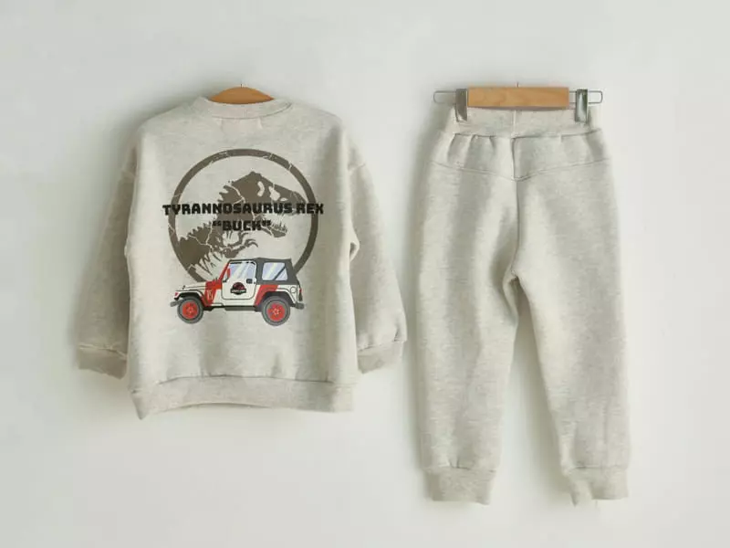 Fashion King - Korean Children Fashion - #kidzfashiontrend - Jurassic Fleece Top Bottom Set - 11