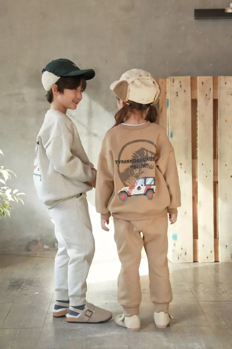 Fashion King - Korean Children Fashion - #minifashionista - Jurassic Fleece Top Bottom Set