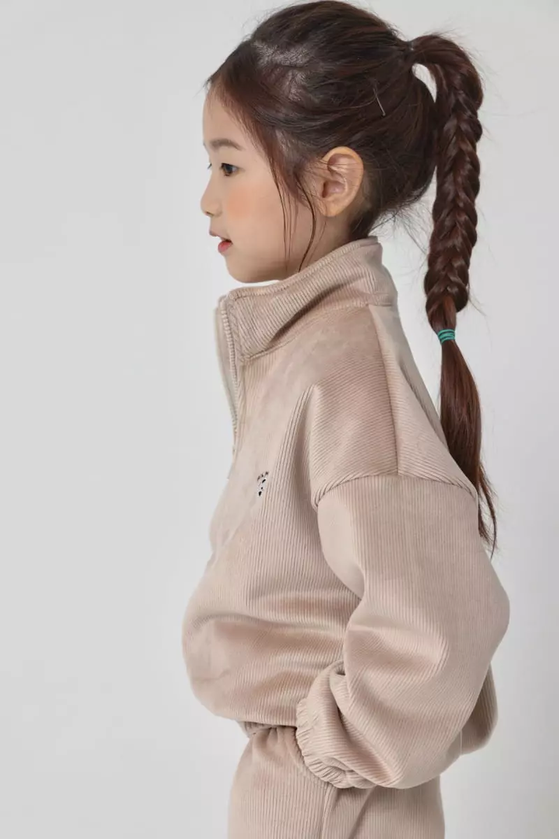 Fashion King - Korean Children Fashion - #stylishchildhood - Turtleneck Bear Zip-up Veloure Top Bottom Set - 3
