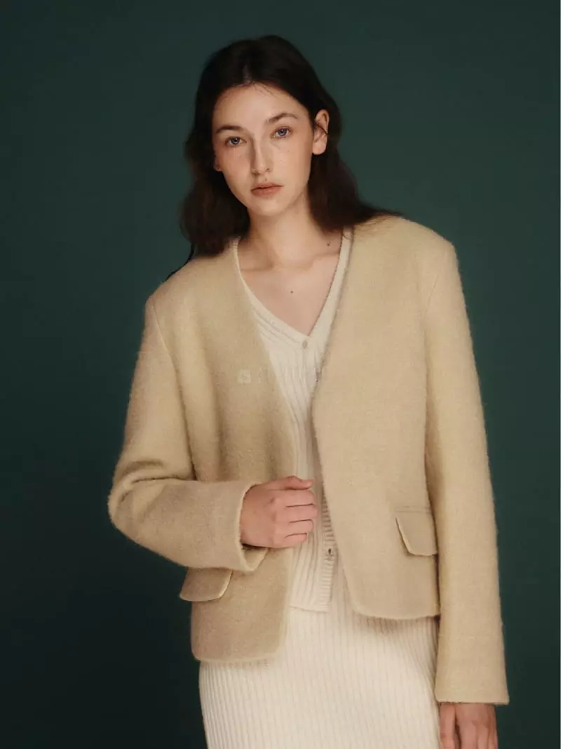 Fave - Korean Women Fashion - #pursuepretty - Bear No Collar Jacket - 7
