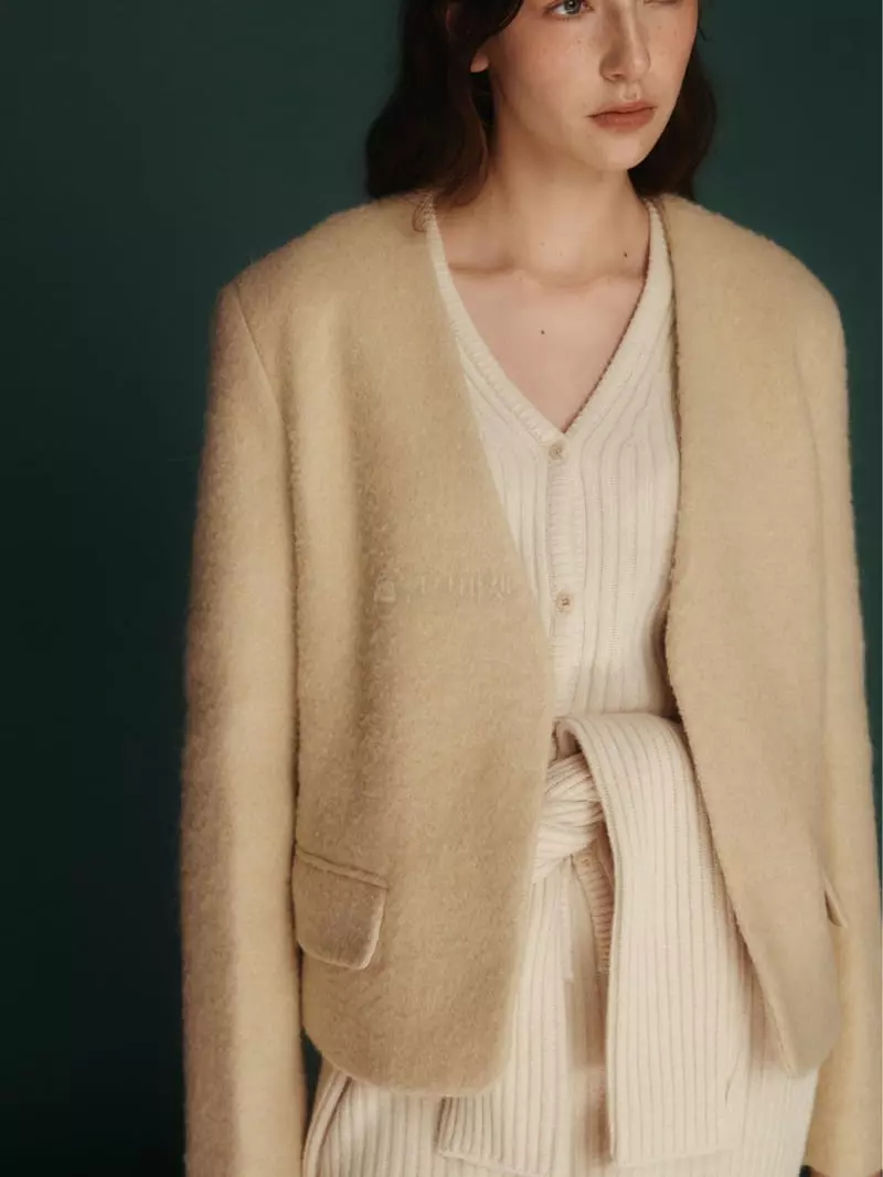 Fave - Korean Women Fashion - #restrostyle - Bear No Collar Jacket - 8