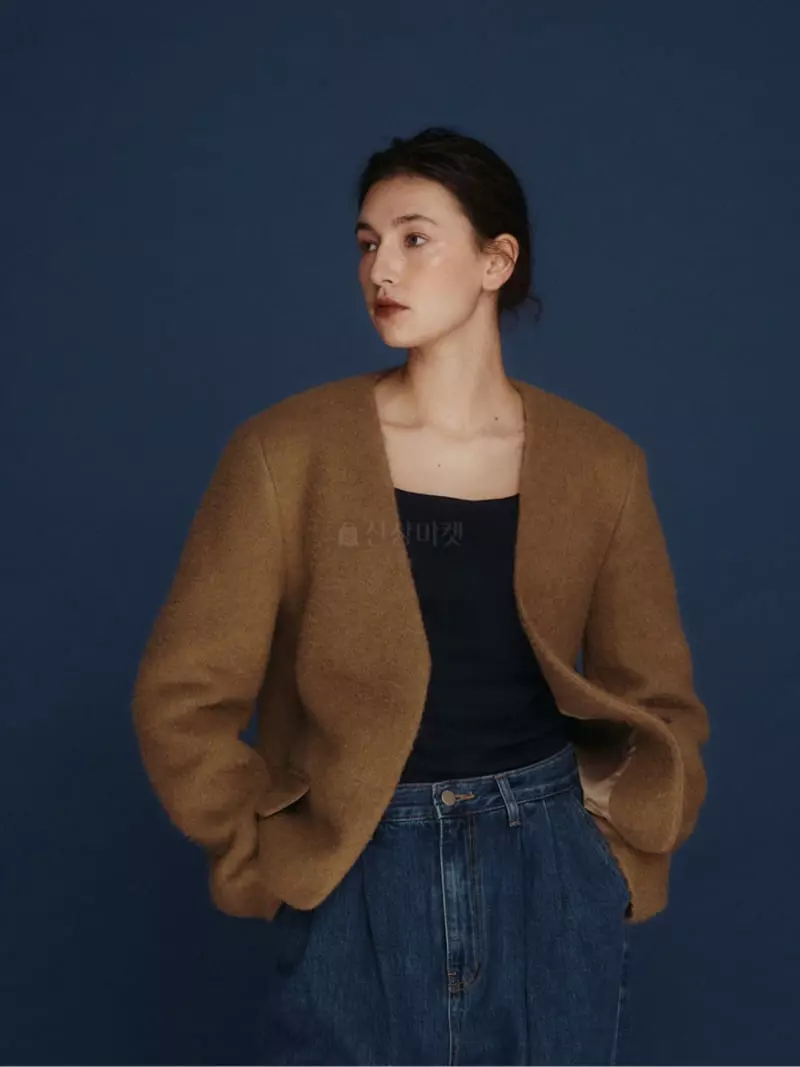 Fave - Korean Women Fashion - #vintageinspired - Bear No Collar Jacket - 5