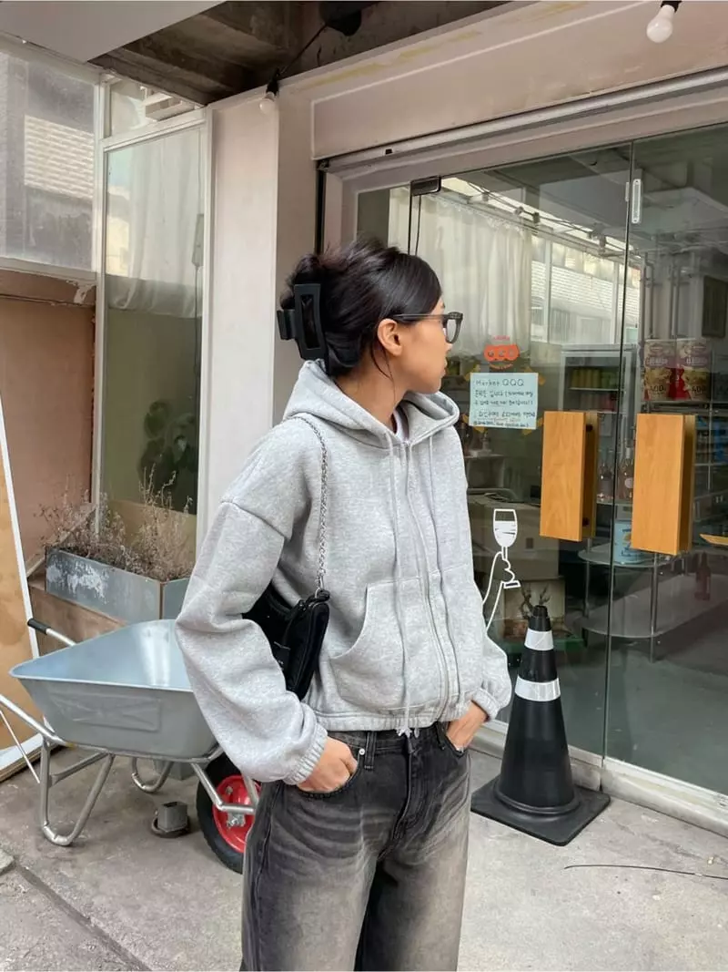 February - Korean Women Fashion - #momslook - Short Hoody Zip-up - 2