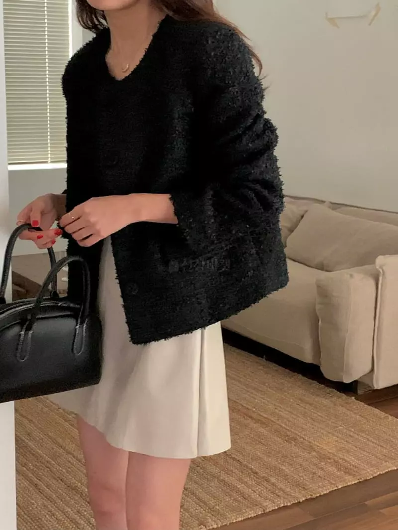 February - Korean Women Fashion - #thatsdarling - Volume Twid Jacket - 9
