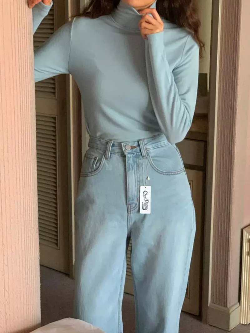 February - Korean Women Fashion - #momslook - Color Turtleneck Tee - 4