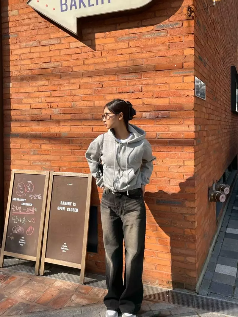 February - Korean Women Fashion - #momslook - Short Hoody Zip-up - 4