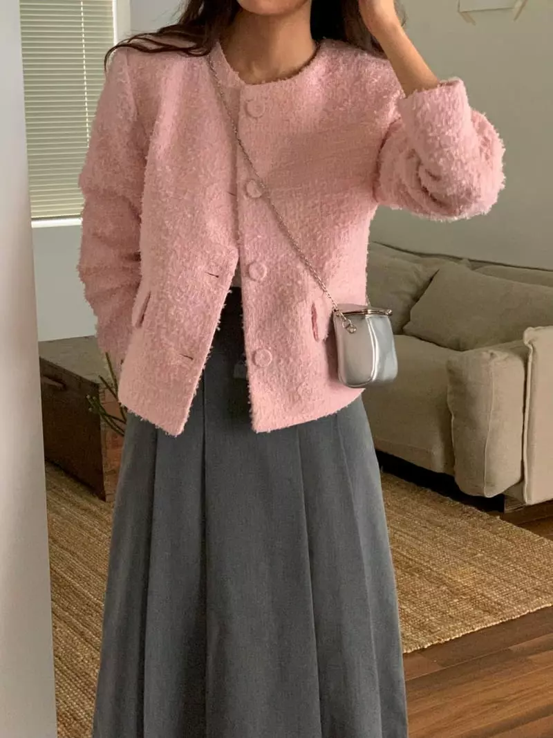 February - Korean Women Fashion - #womensfashion - Volume Twid Jacket - 2