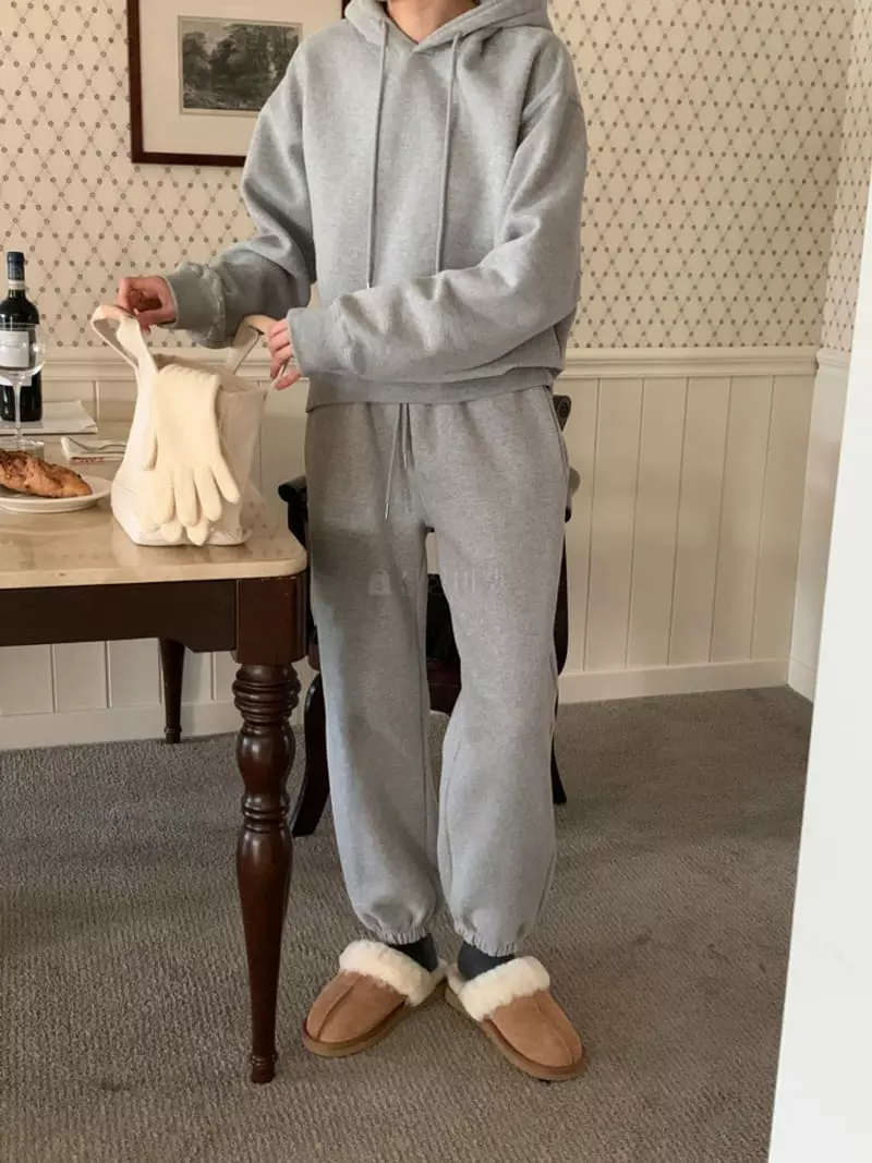 Ff - Korean Women Fashion - #momslook - Fleece Top Bottom Set