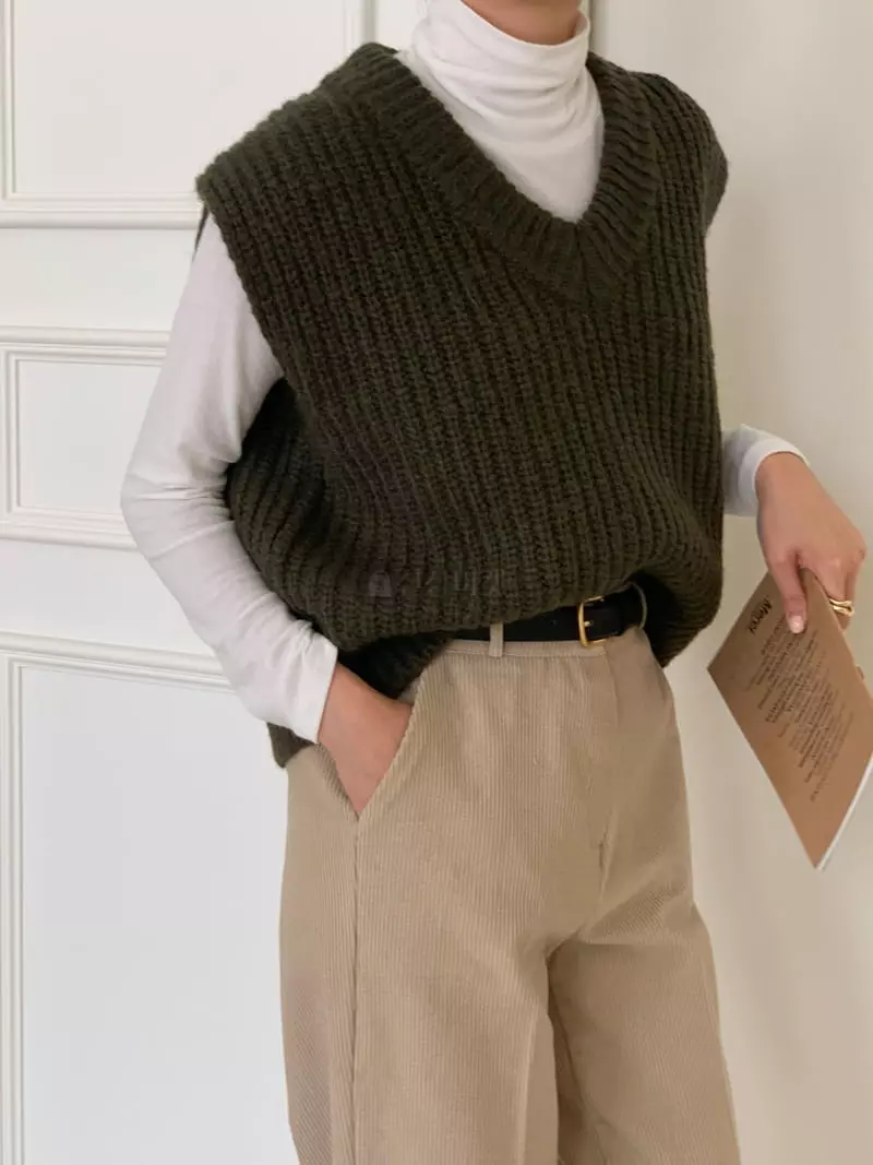 Ff - Korean Women Fashion - #womensfashion - Alpaca Vest Knit Tee - 4