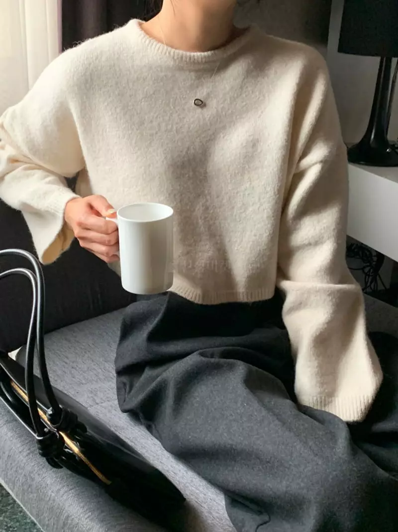 Ff - Korean Women Fashion - #momslook - Simple Knit Tee