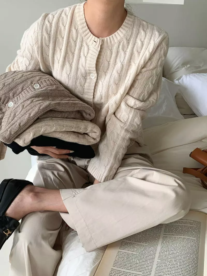 Ff - Korean Women Fashion - #momslook - Mov Twist Cardigan - 2