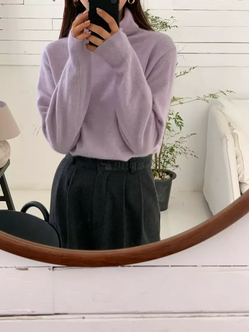 Ff - Korean Women Fashion - #momslook - Racoon Turtleneck Knit Tee