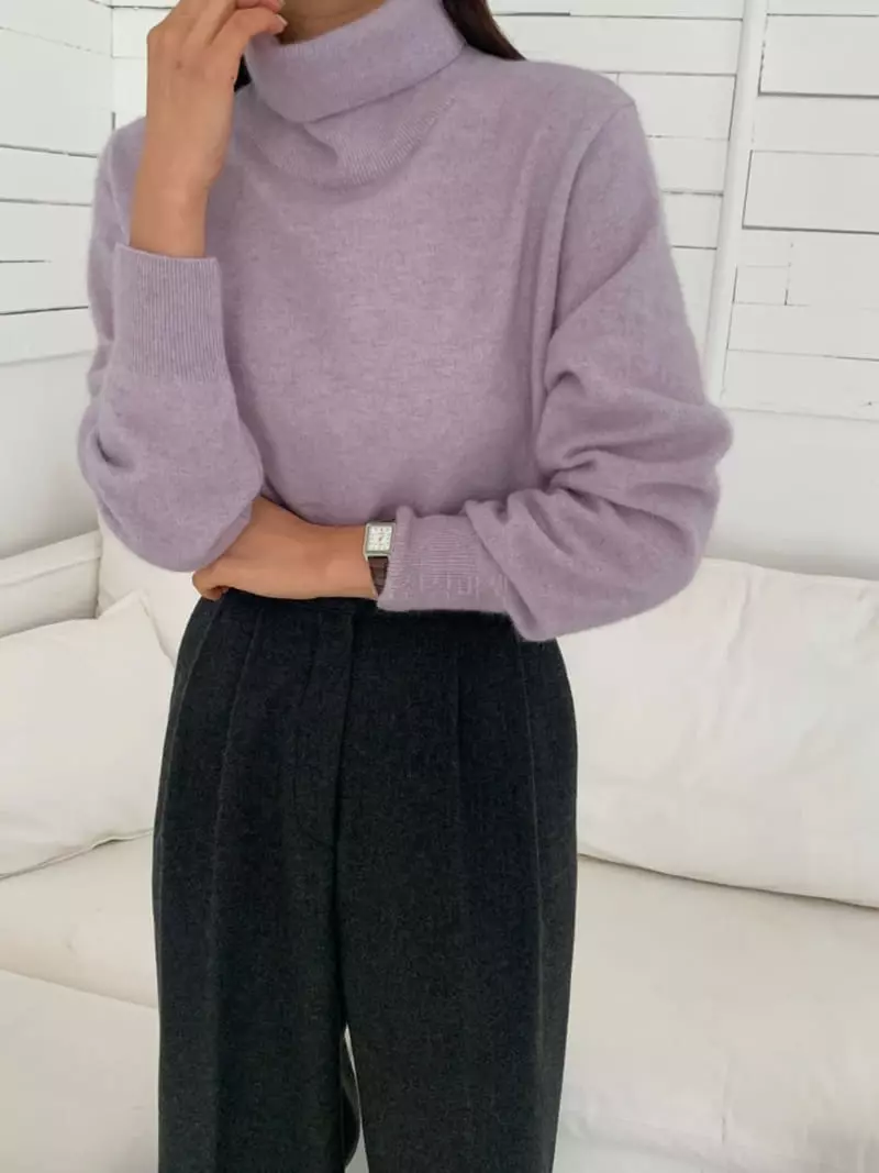 Ff - Korean Women Fashion - #momslook - Racoon Turtleneck Knit Tee - 5