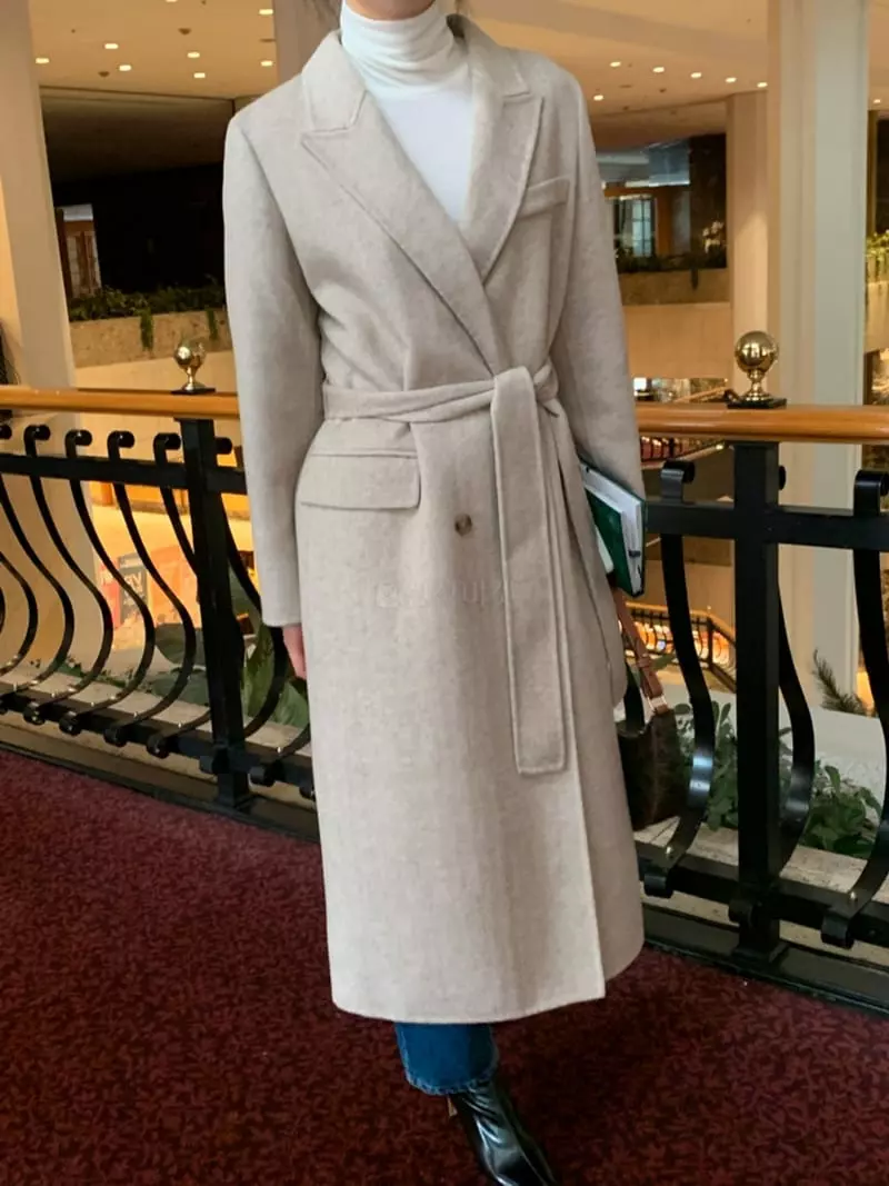 Ff - Korean Women Fashion - #restrostyle - Double Herringbone Coat - 5