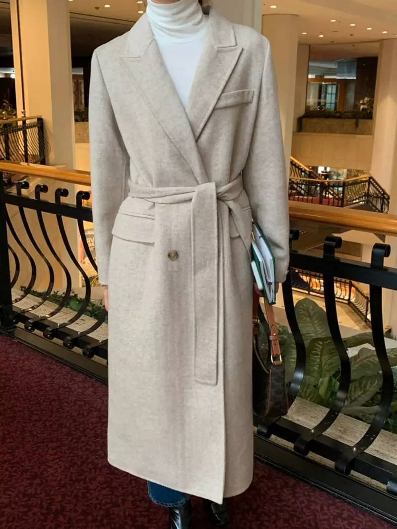Ff - Korean Women Fashion - #romanticstyle - Double Herringbone Coat - 6