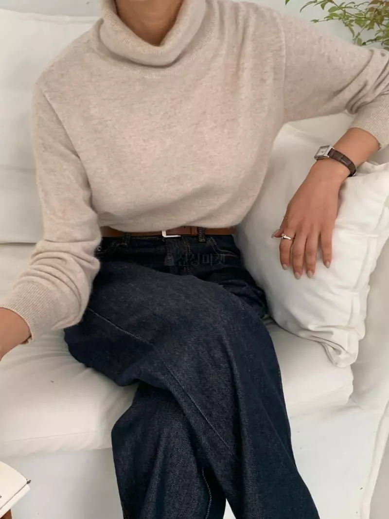 Ff - Korean Women Fashion - #vintageinspired - Racoon Turtleneck Knit Tee - 11