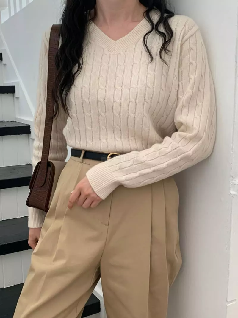 Ff - Korean Women Fashion - #womensfashion - Paul Twist Knit Tee