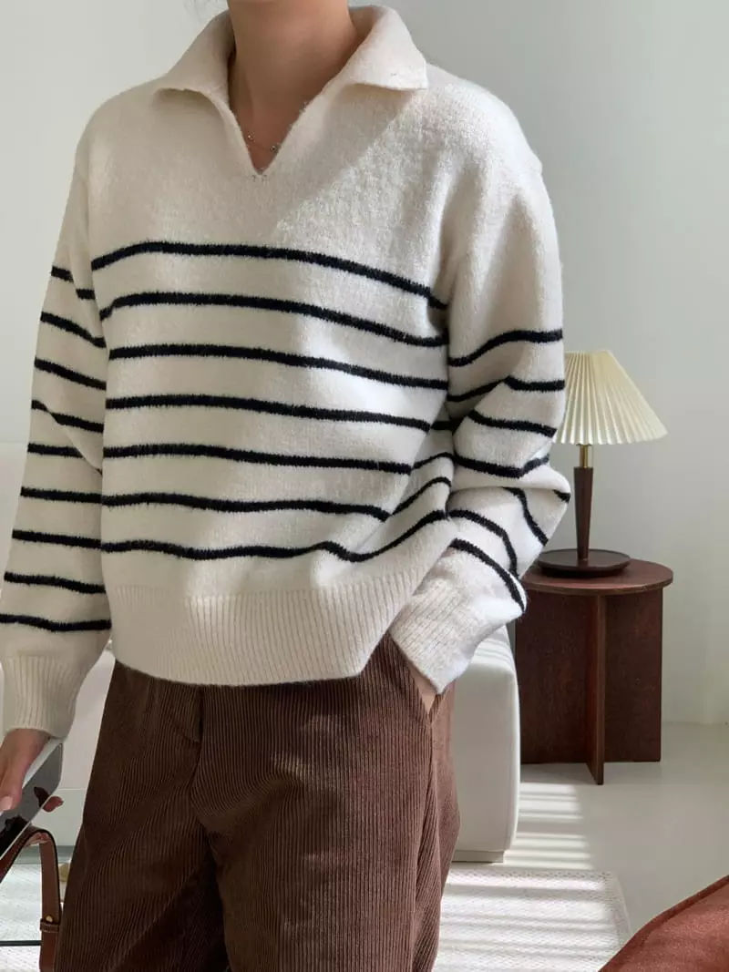 Ff - Korean Women Fashion - #womensfashion - Awesome Stripes Kint Tee