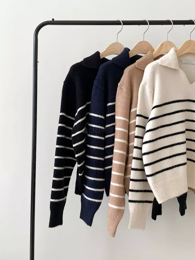 Ff - Korean Women Fashion - #womensfashion - Awesome Stripes Kint Tee - 9